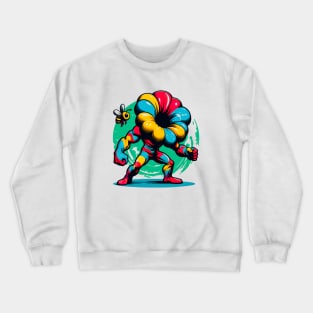 Abstract Bee Lovers T-Shirt - Flower-Man and Bee Design Crewneck Sweatshirt